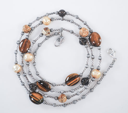 Carolyn Pollack Sterling Silver Southwestern Earthtone Bead Necklace