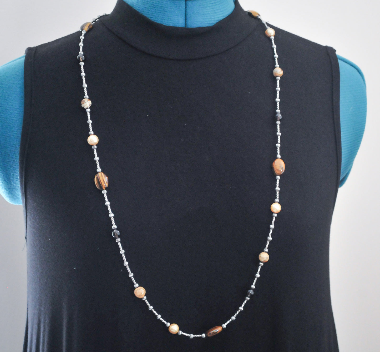 Carolyn Pollack Sterling Silver Southwestern Earthtone Bead Necklace