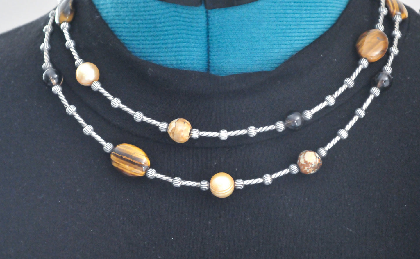 Carolyn Pollack Sterling Silver Southwestern Earthtone Bead Necklace