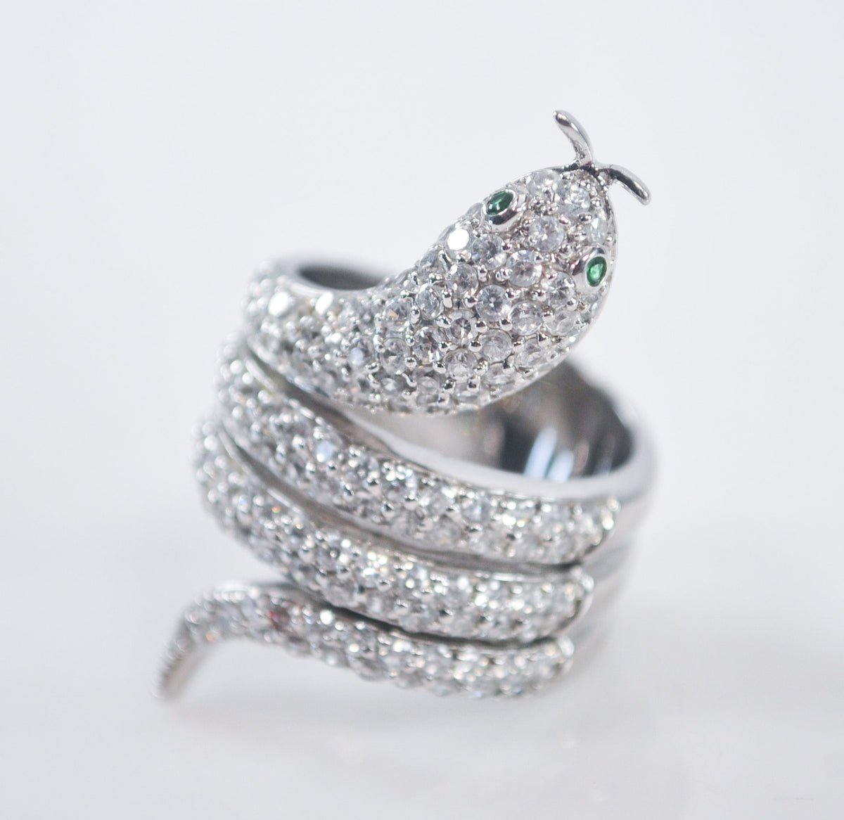 CAM 925 Sterling Silver CZ Coiled Snake Ring – Silver Vintage Jewelry