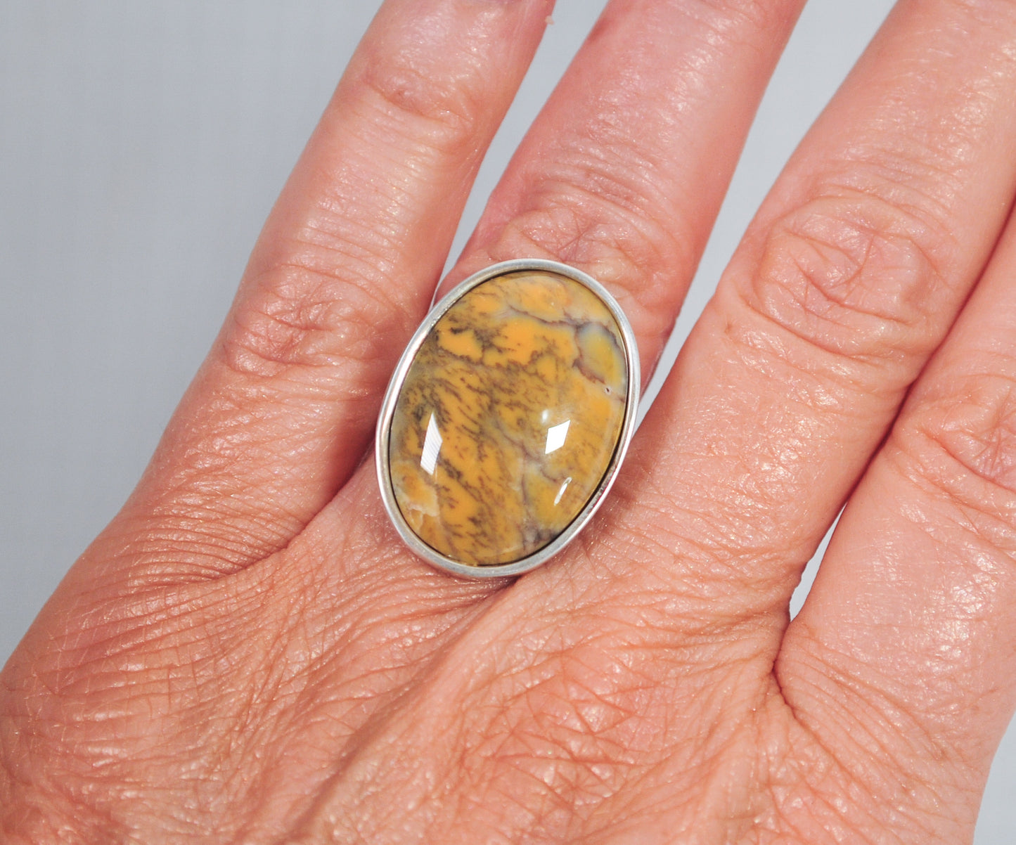 Jay King DTR Desert Rose Trading Large Sterling Silver Yellow Stone Ring