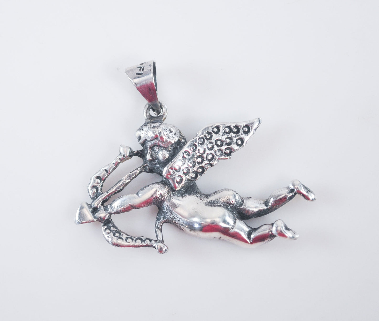 Vintage Cupid with Bow and Arrow Pendant Sterling Silver