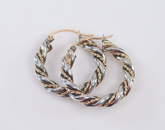 AAJ Sterling Silver 10K Gold Hoop Earrings