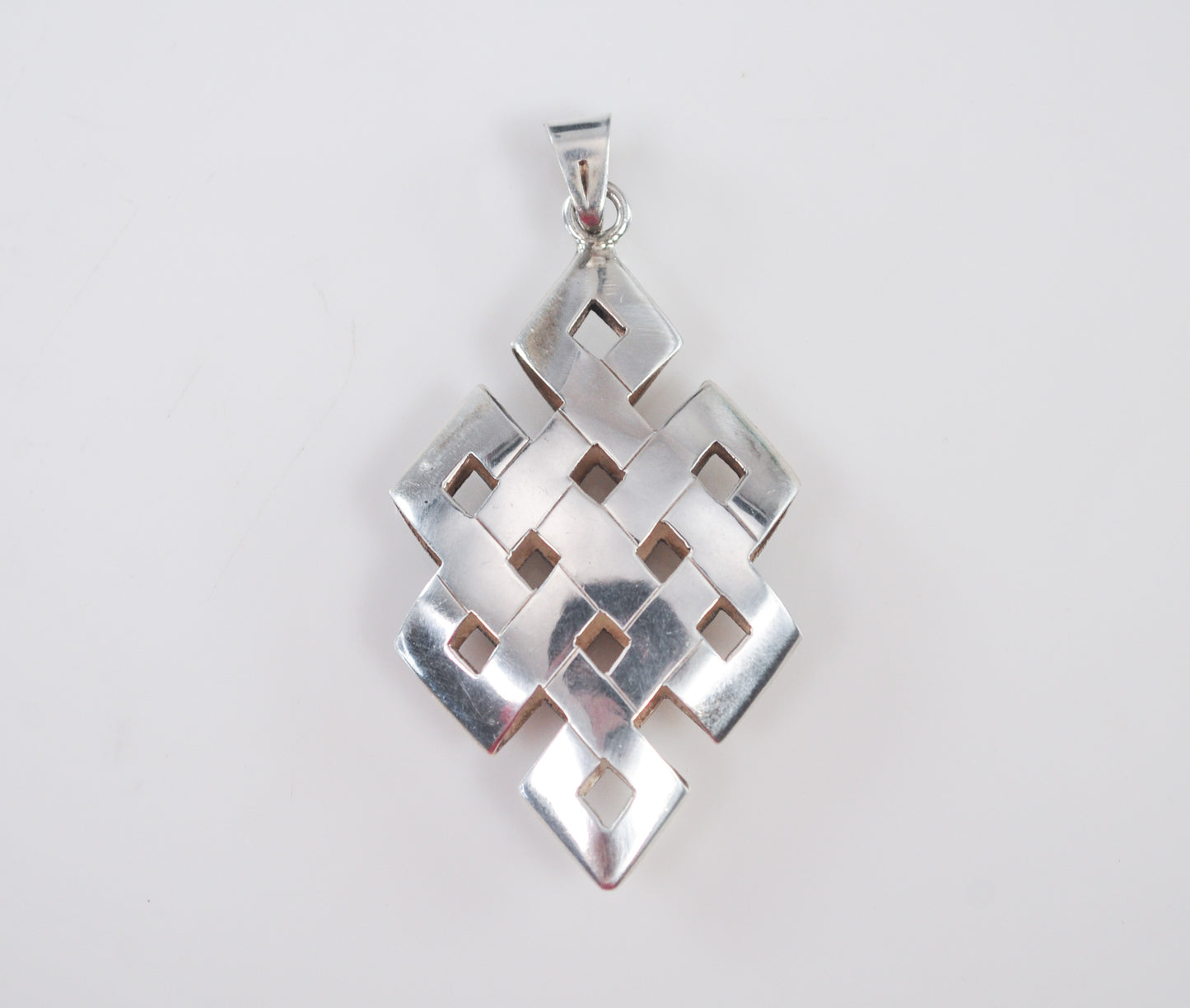 Tibetan Endless Knot Sterling Silver Pendant