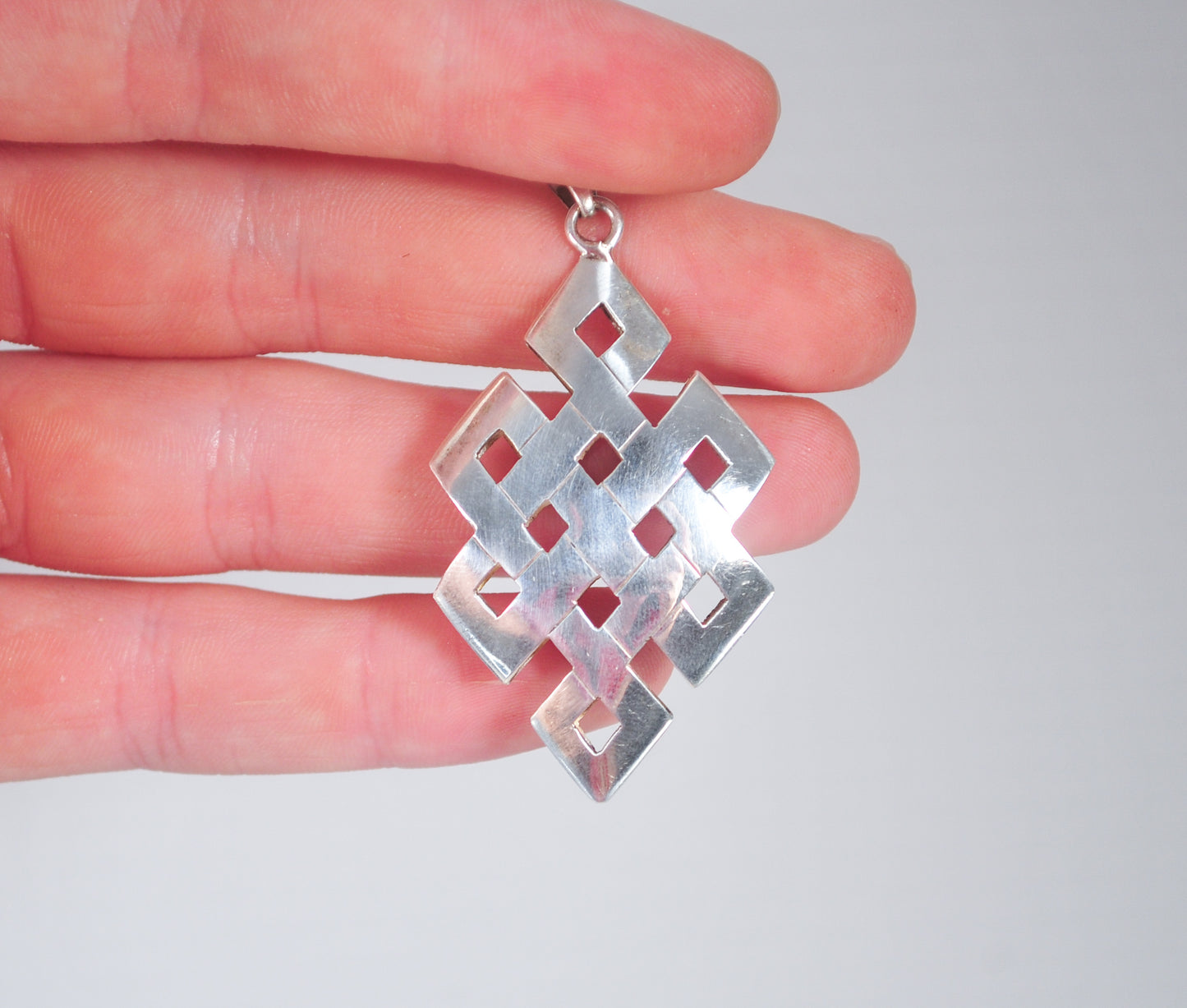 Tibetan Endless Knot Sterling Silver Pendant