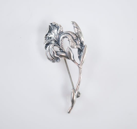 Vintage NGA Sterling Silver Signed Flower Brooch