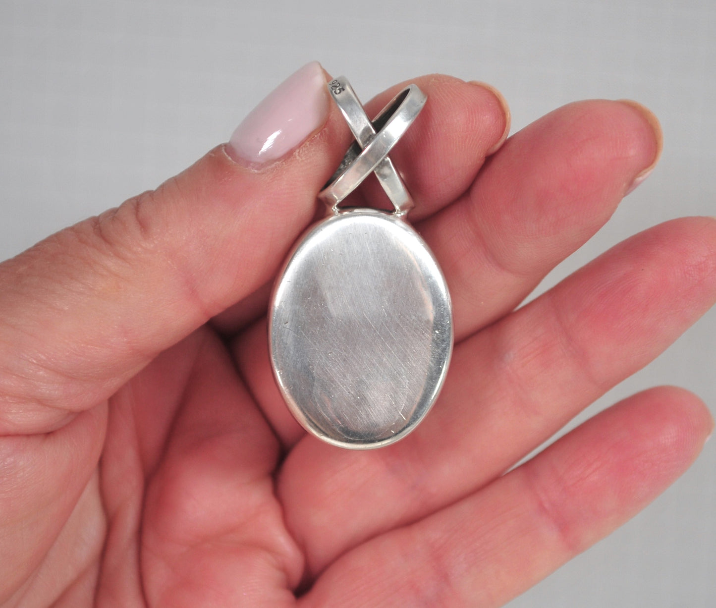 Sterling Silver Oval Blank Medallion Pendant