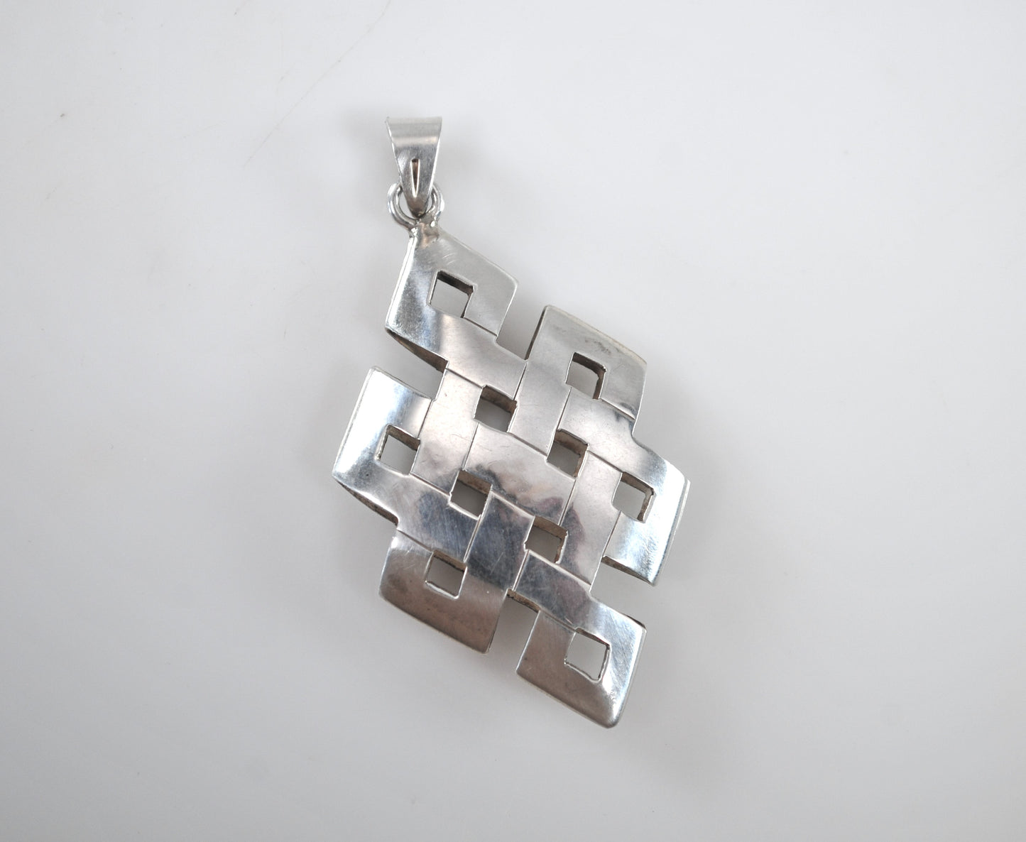 Tibetan Endless Knot Sterling Silver Pendant