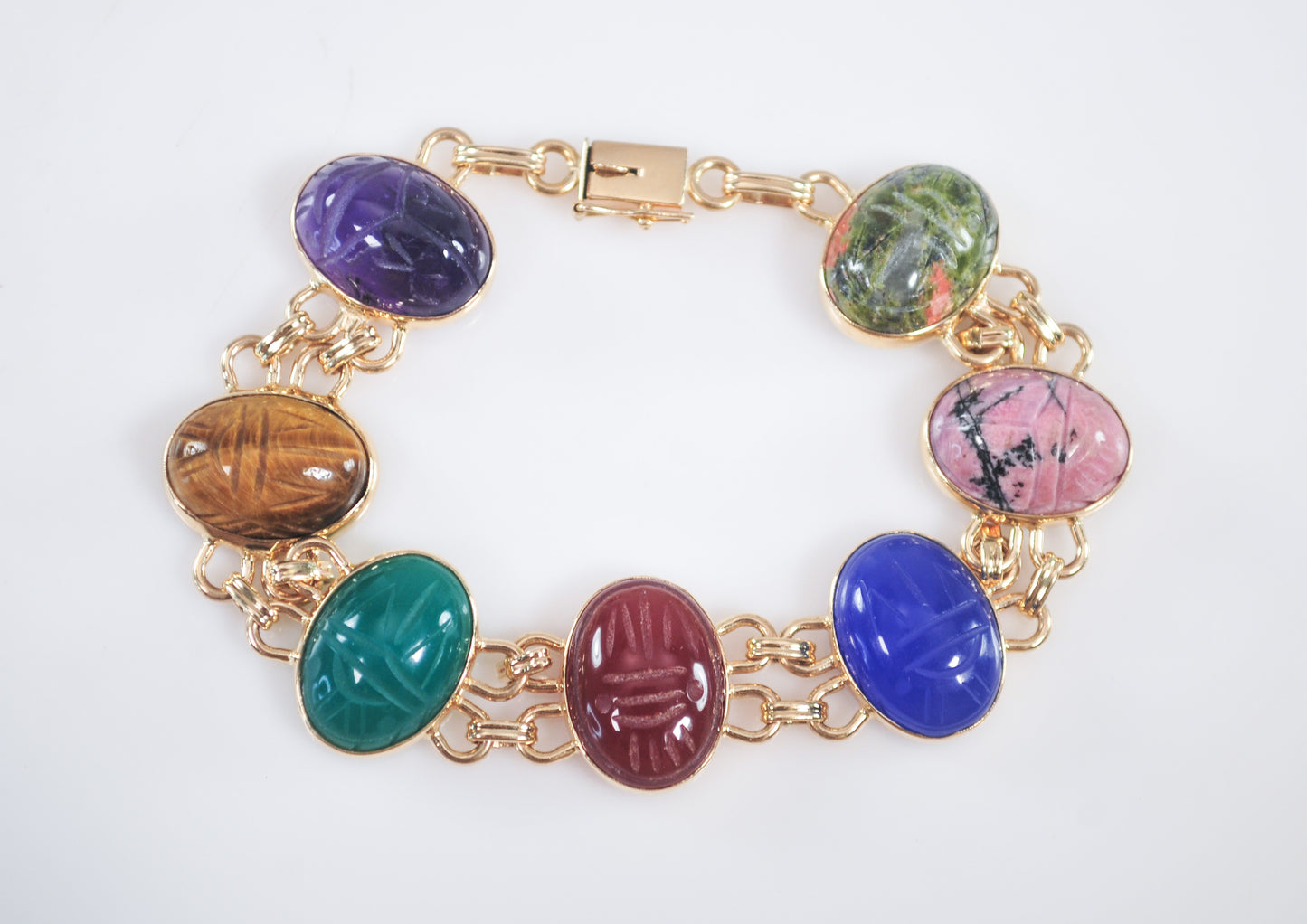 Vintage 14K Gold WRE Richards Scarab Bracelet