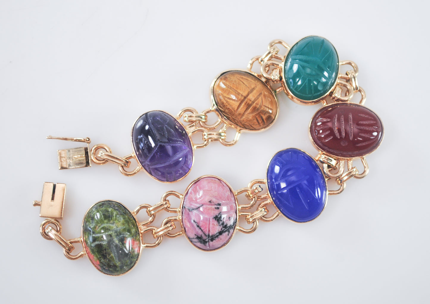 Vintage 14K Gold WRE Richards Scarab Bracelet