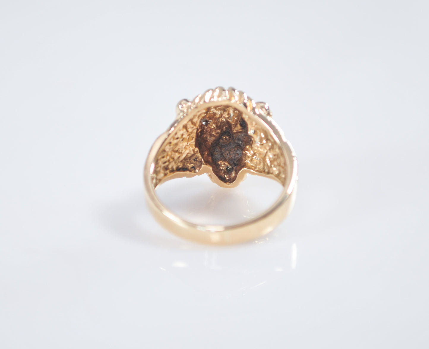 14K Gold Diamond Lion Head Ring