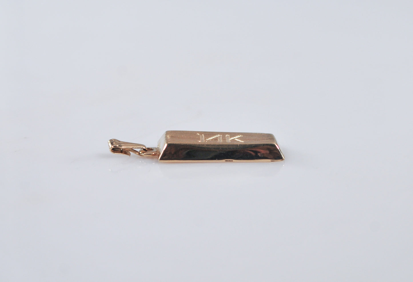 14K Gold Bar Charm Pendant