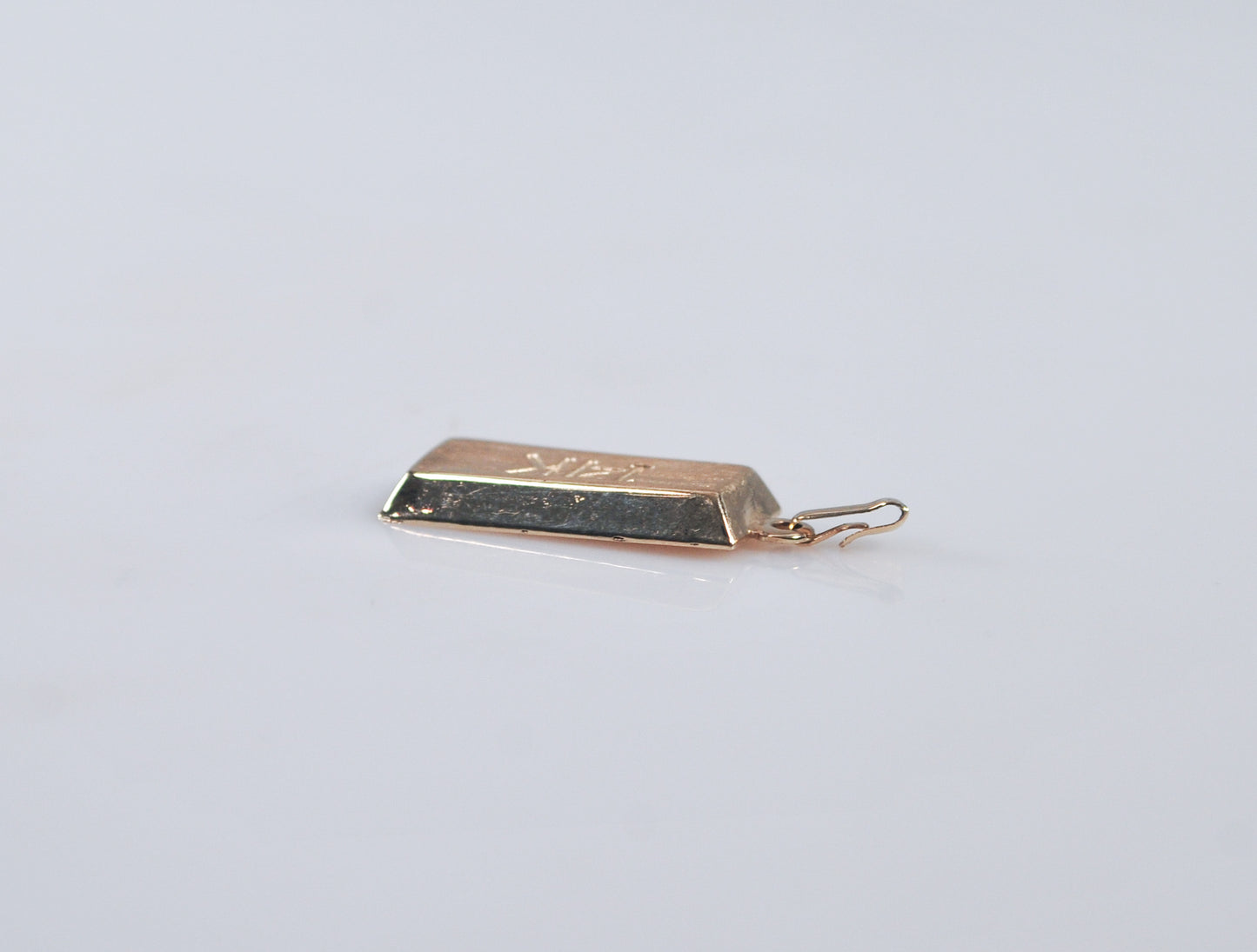 14K Gold Bar Charm Pendant