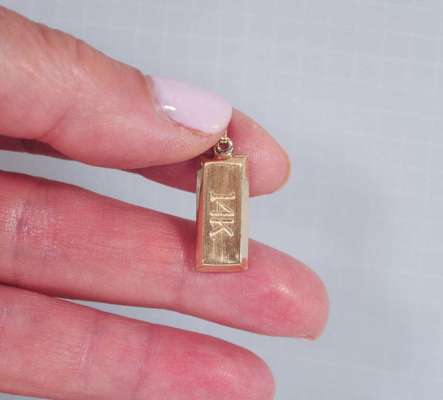 14K Gold Bar Charm Pendant