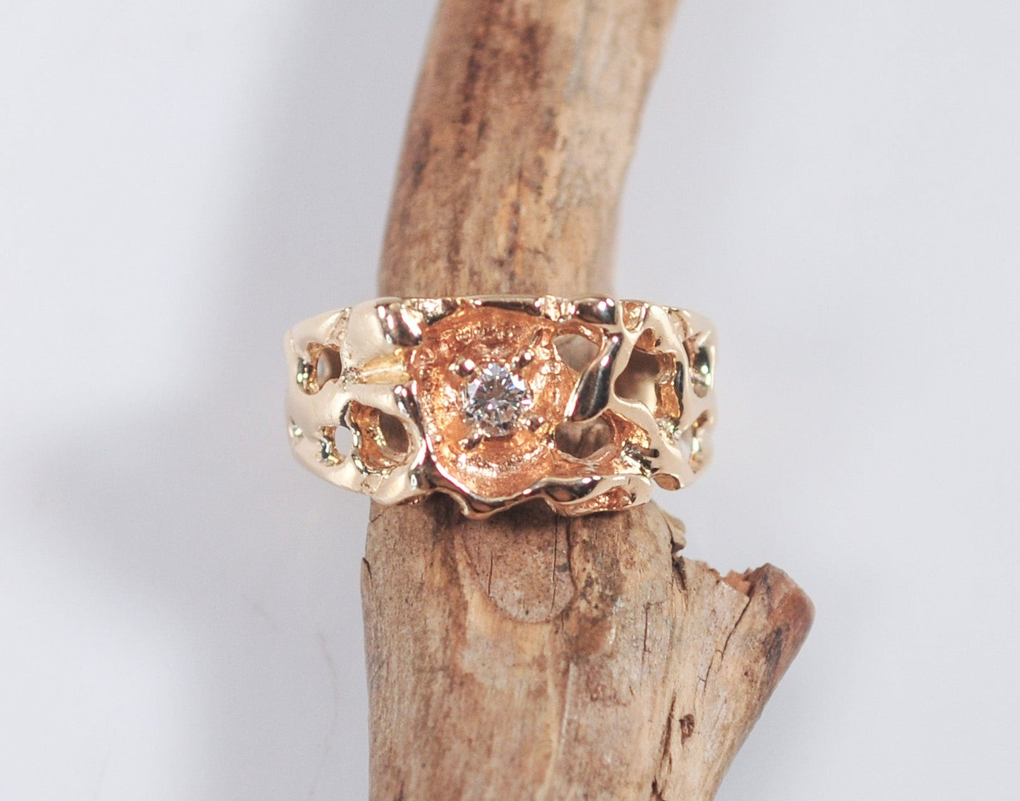 IBG 14K Gold Diamond Nugget Ring