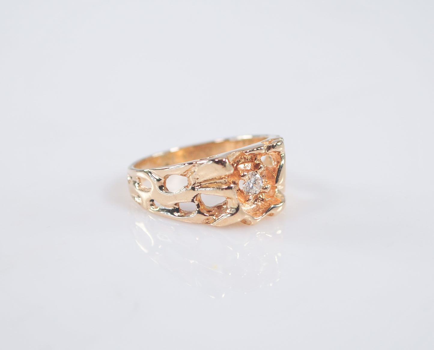 IBG 14K Gold Diamond Nugget Ring