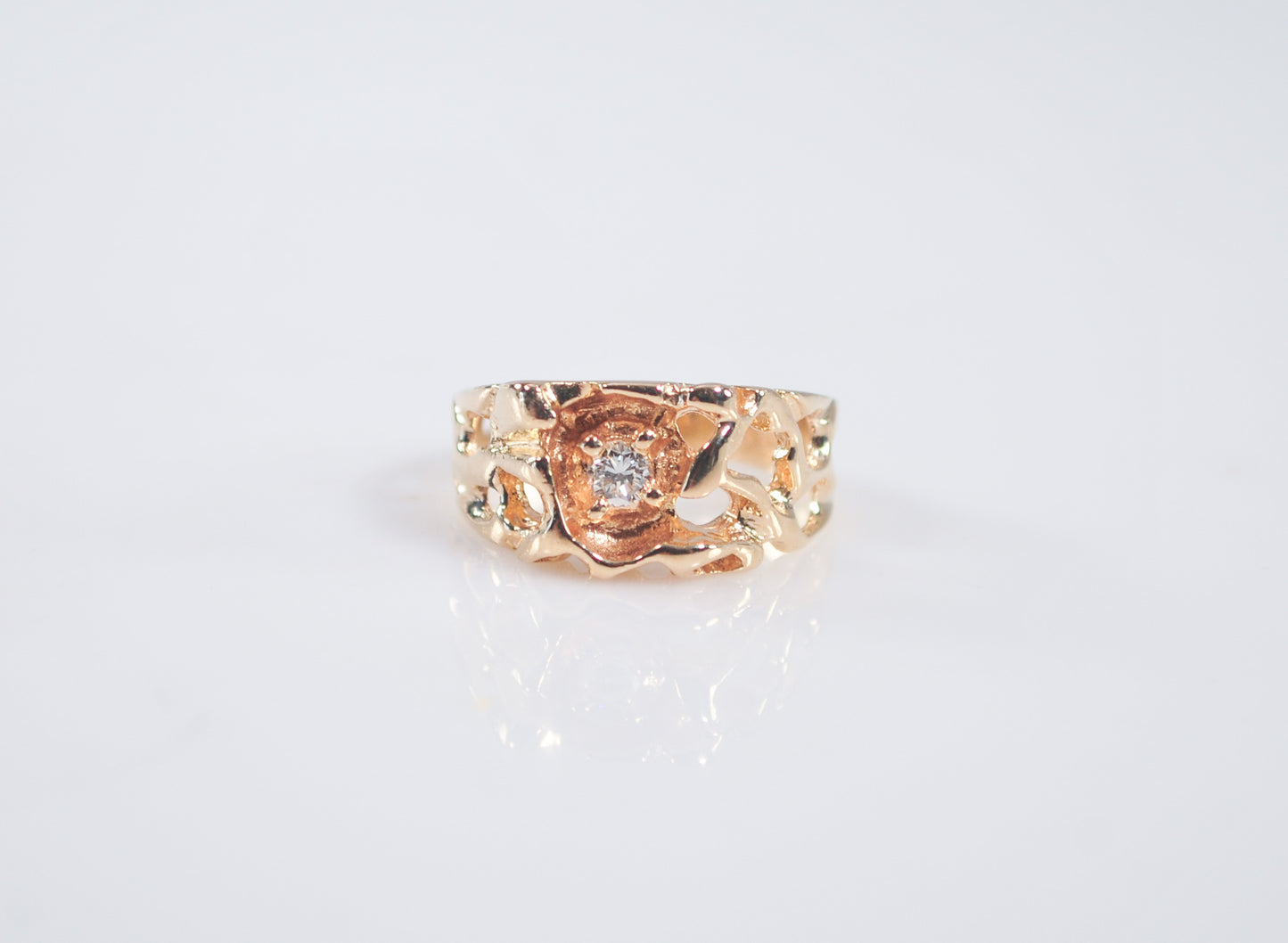 IBG 14K Gold Diamond Nugget Ring