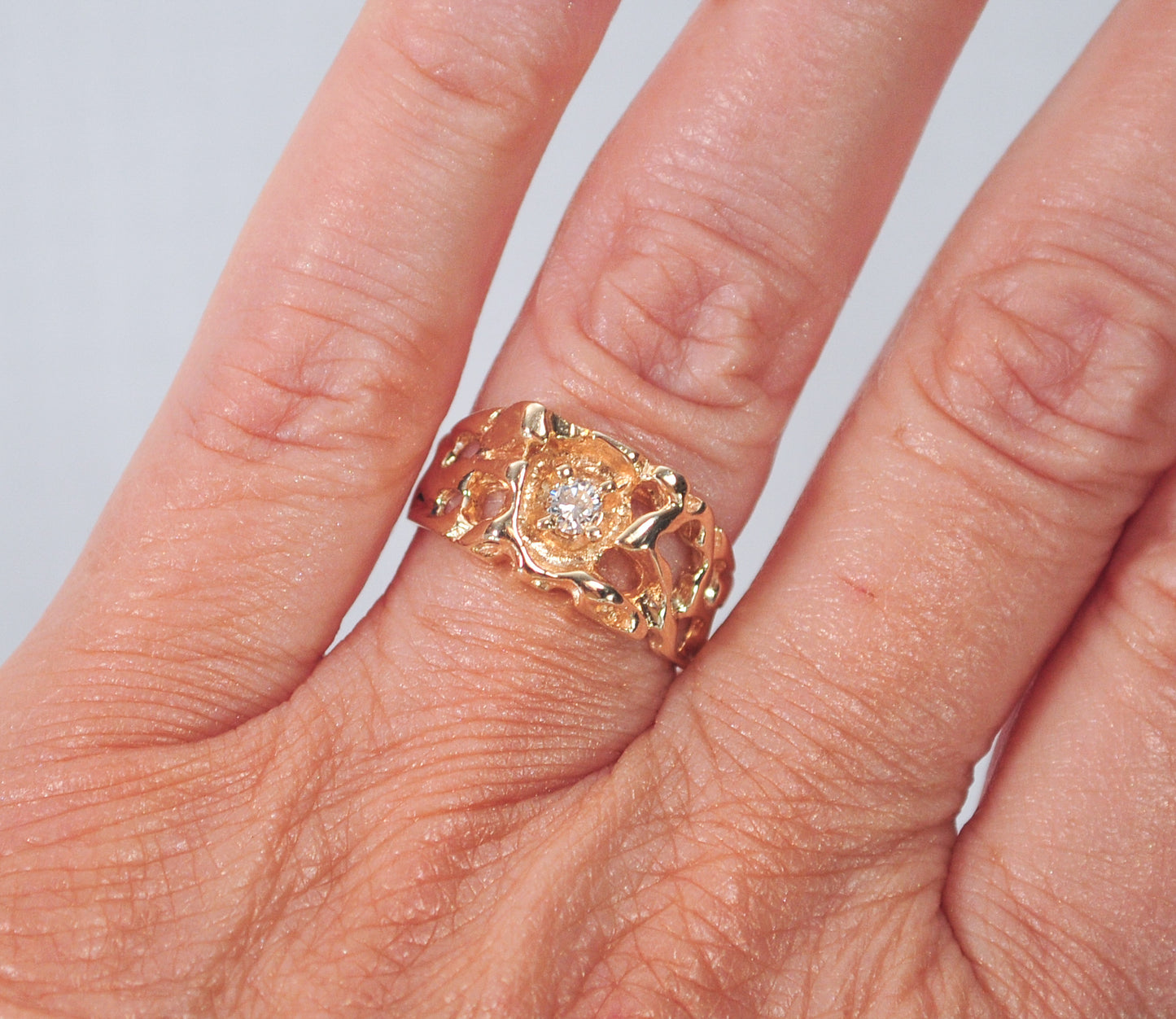 IBG 14K Gold Diamond Nugget Ring