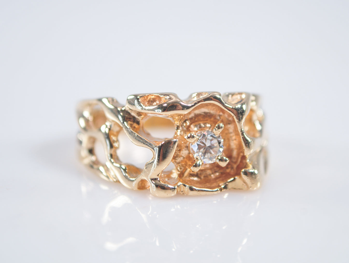 IBG 14K Gold Diamond Nugget Ring