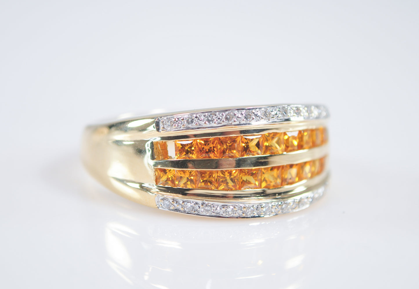 18K Gold Citrine and Diamond Ring