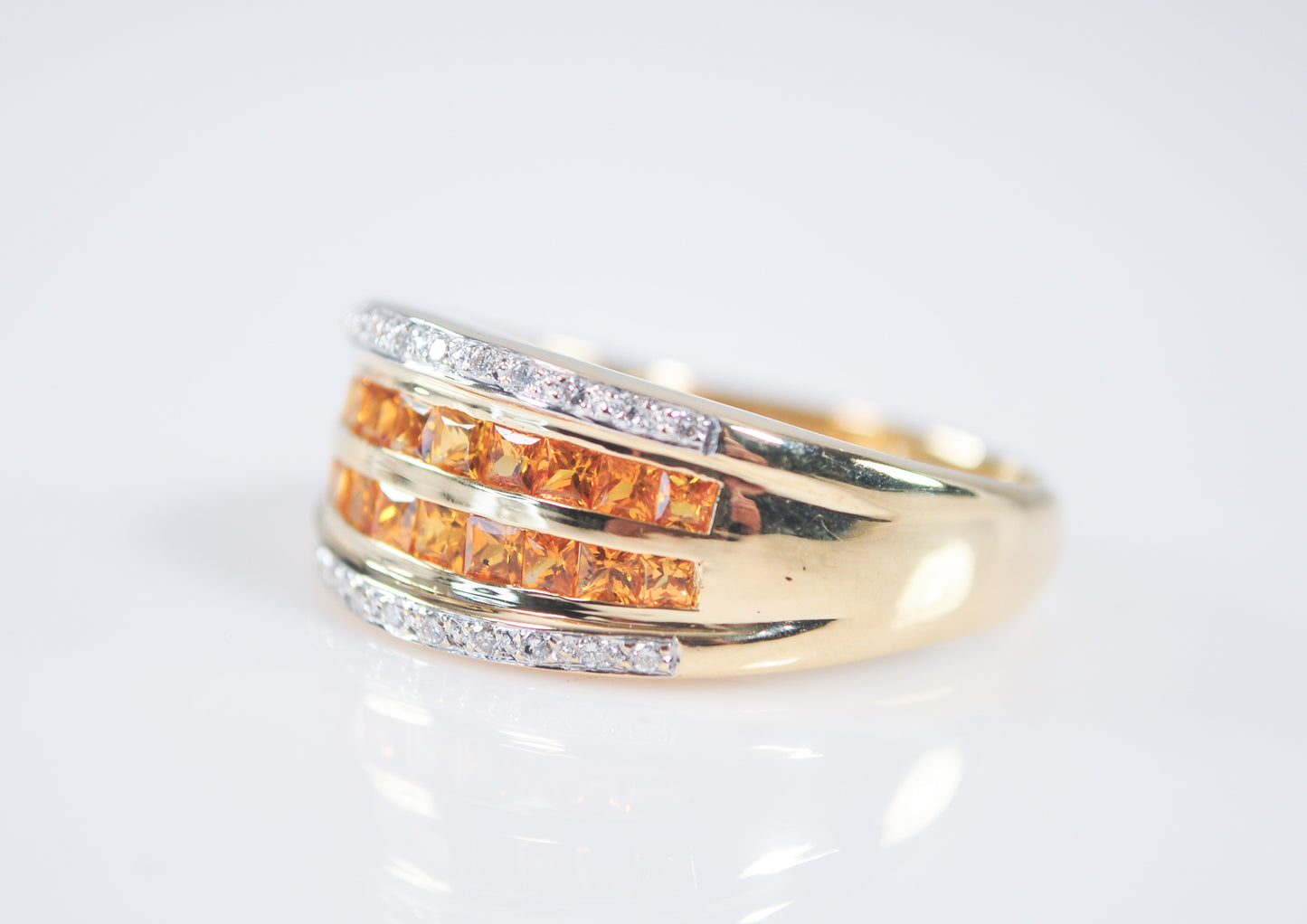 18K Gold Citrine and Diamond Ring