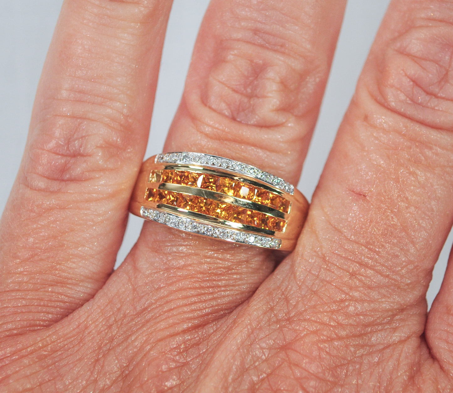 18K Gold Citrine and Diamond Ring