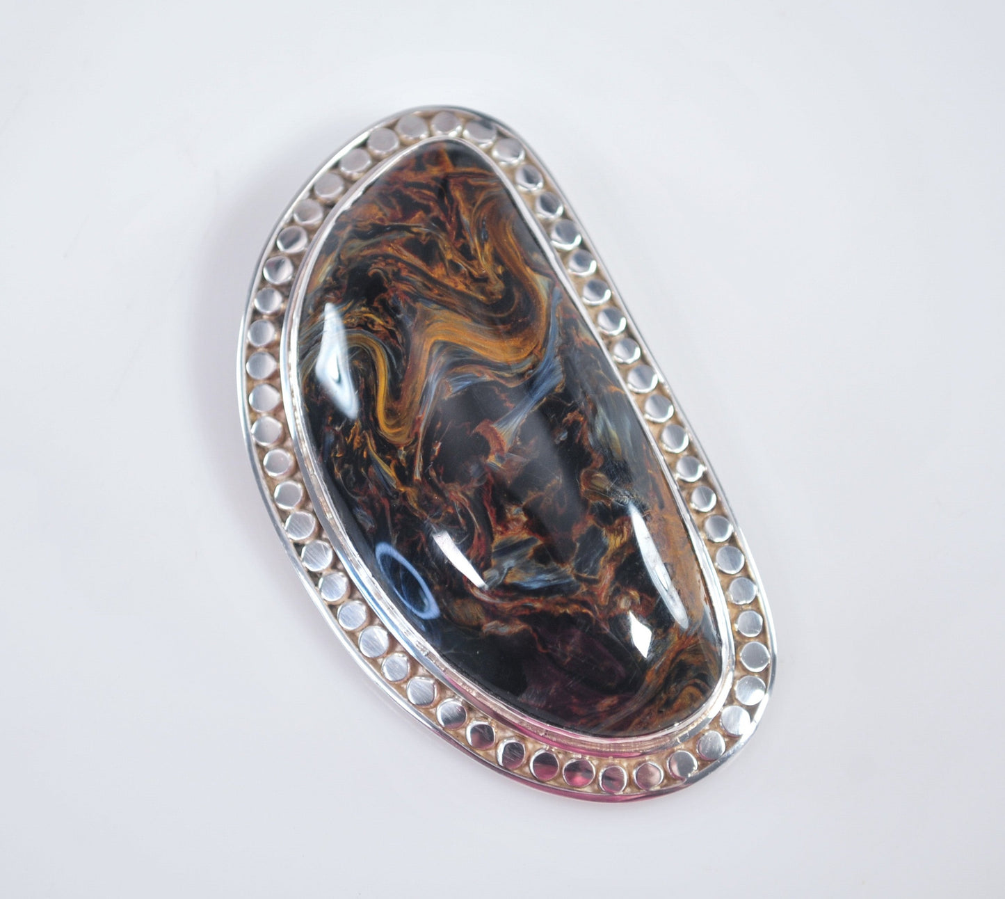 Large Sajen Sterling Silver Large Pietersite Brooch Pendant