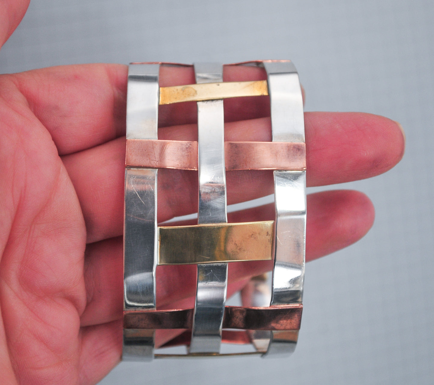 RLM Studio Wide Sterling Silver Copper Brass Cuff Bracelet