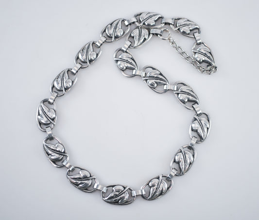 Vintage Danecraft Sterling Silver Leaf Choker Necklace