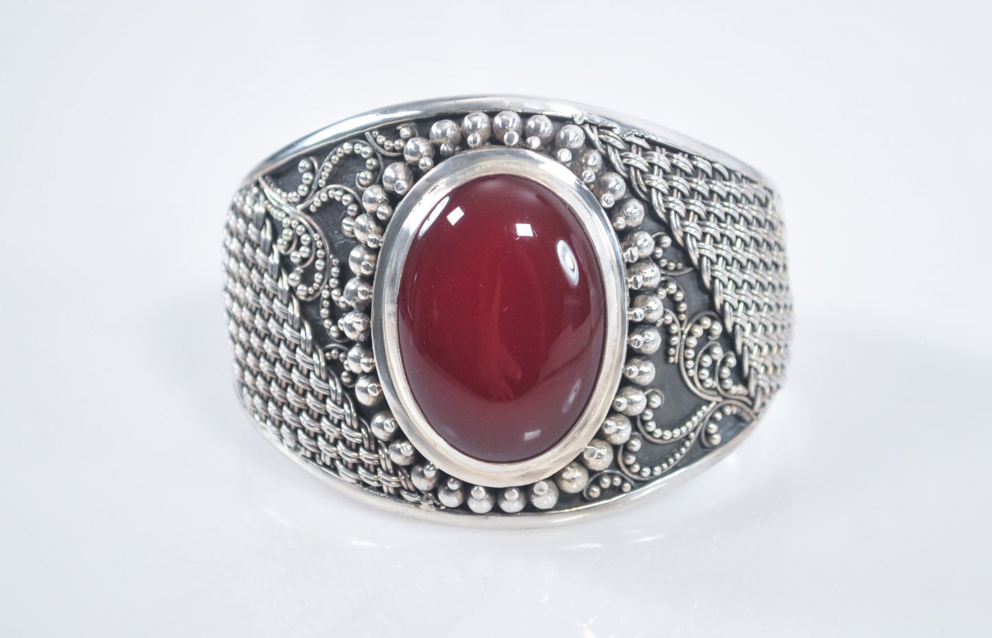 BA 925 Suarti Sterling Silver Carnelian Cuff Bracelet