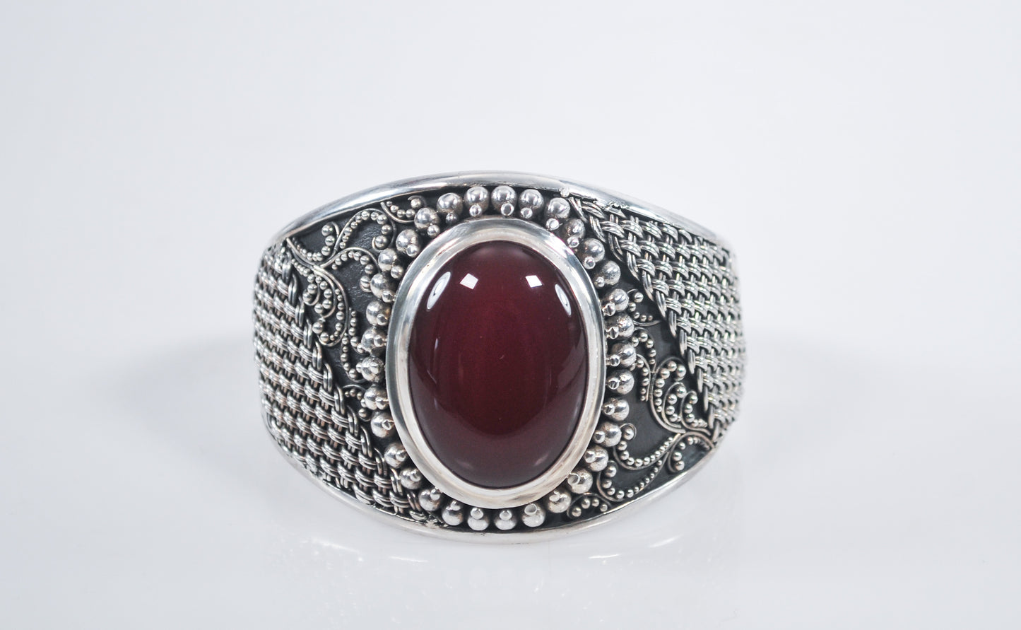 BA 925 Suarti Sterling Silver Carnelian Cuff Bracelet