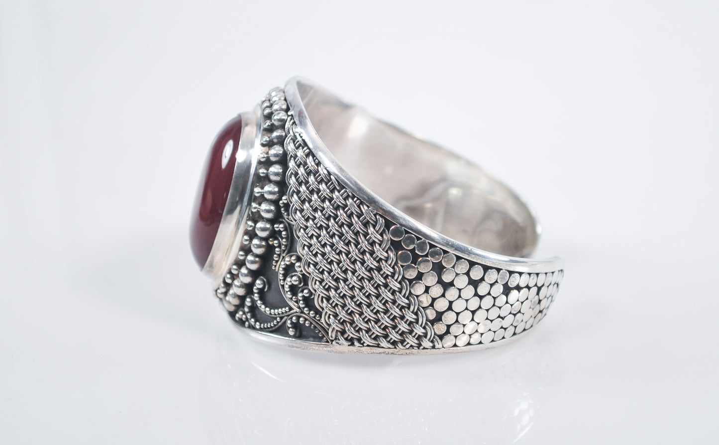 BA 925 Suarti Sterling Silver Carnelian Cuff Bracelet