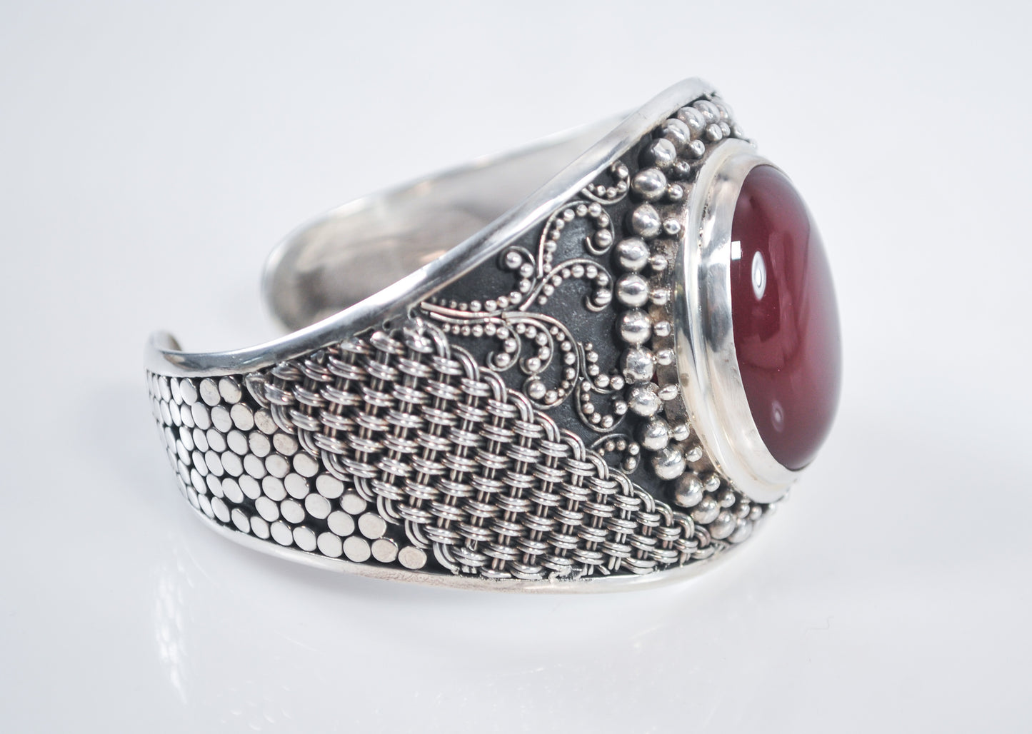 BA 925 Suarti Sterling Silver Carnelian Cuff Bracelet