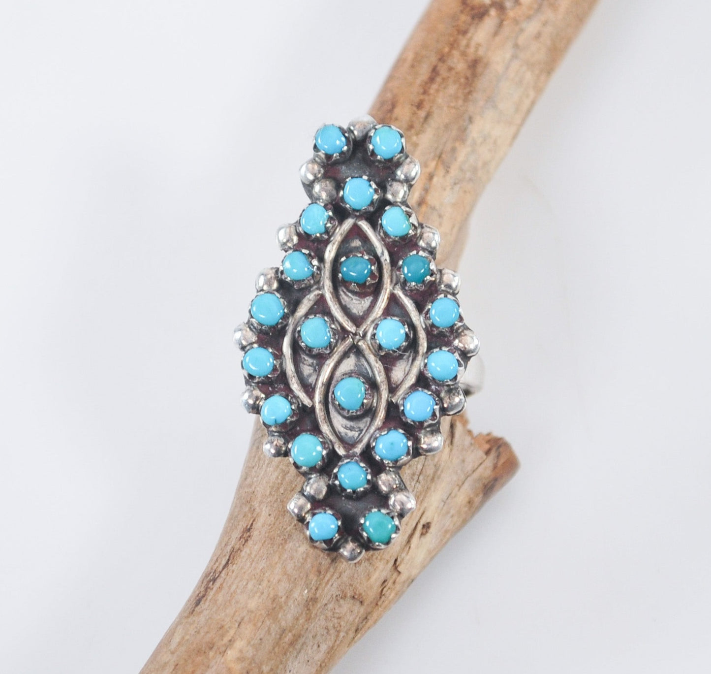 Zuni Petit point Turquoise Sterling Silver Ring