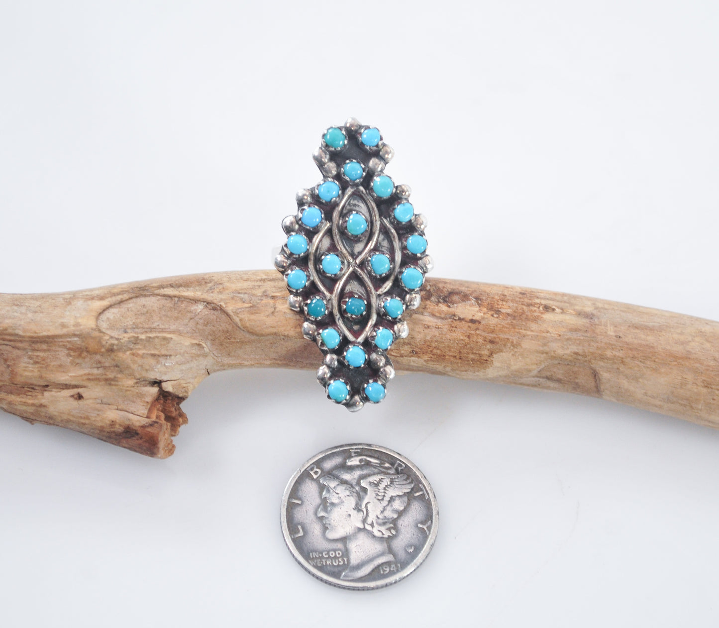 Zuni Petit point Turquoise Sterling Silver Ring