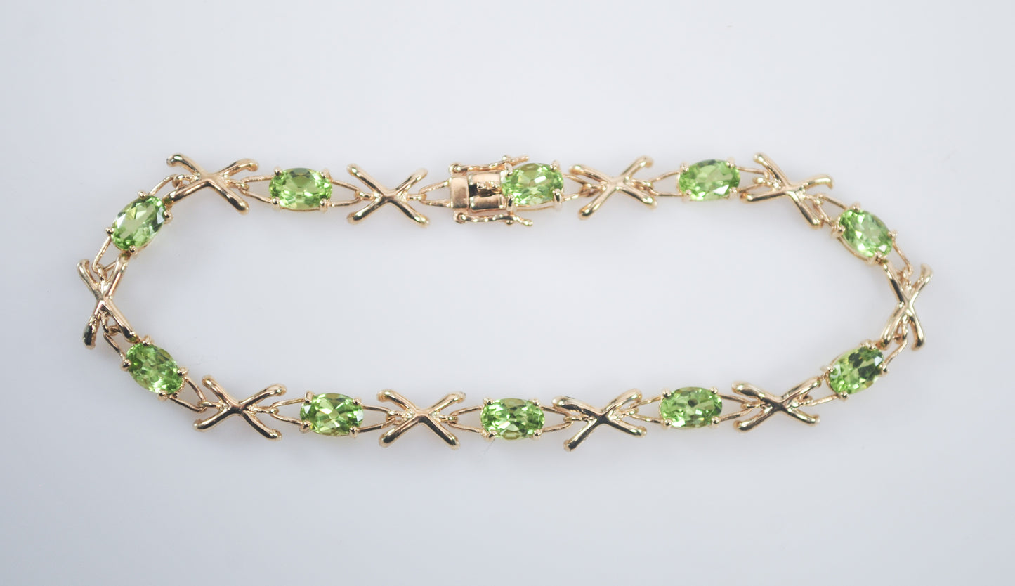 14K Gold Peridot Tennis Bracelet