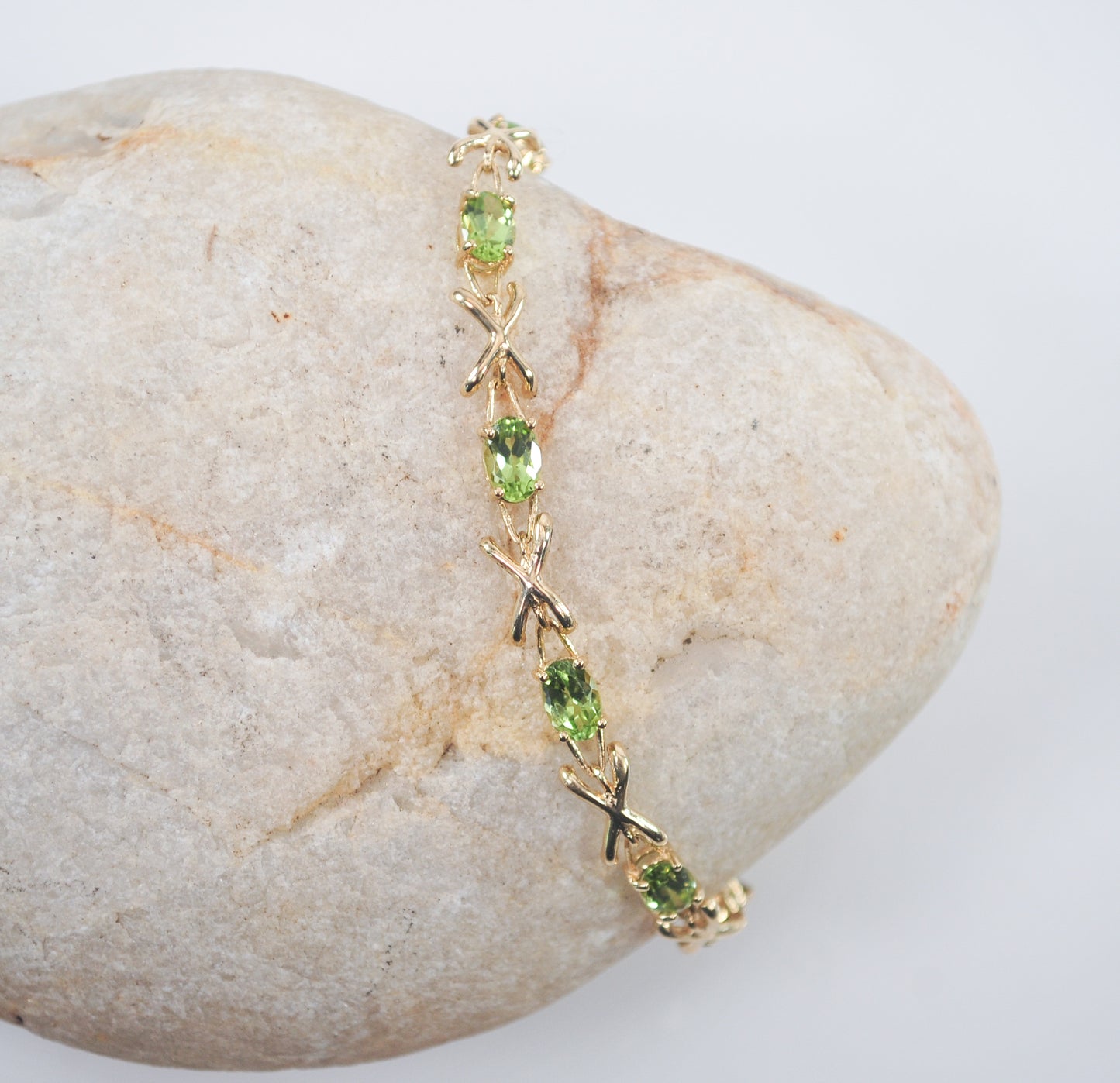 14K Gold Peridot Tennis Bracelet