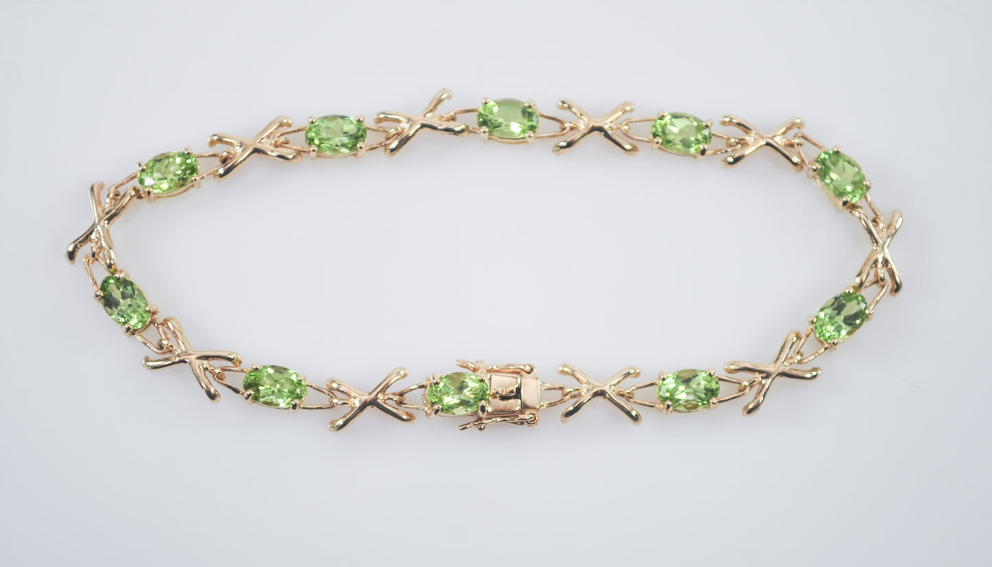 14K Gold Peridot Tennis Bracelet