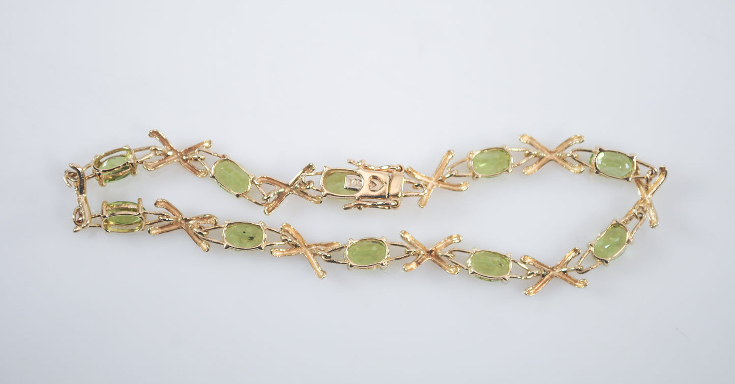 14K Gold Peridot Tennis Bracelet