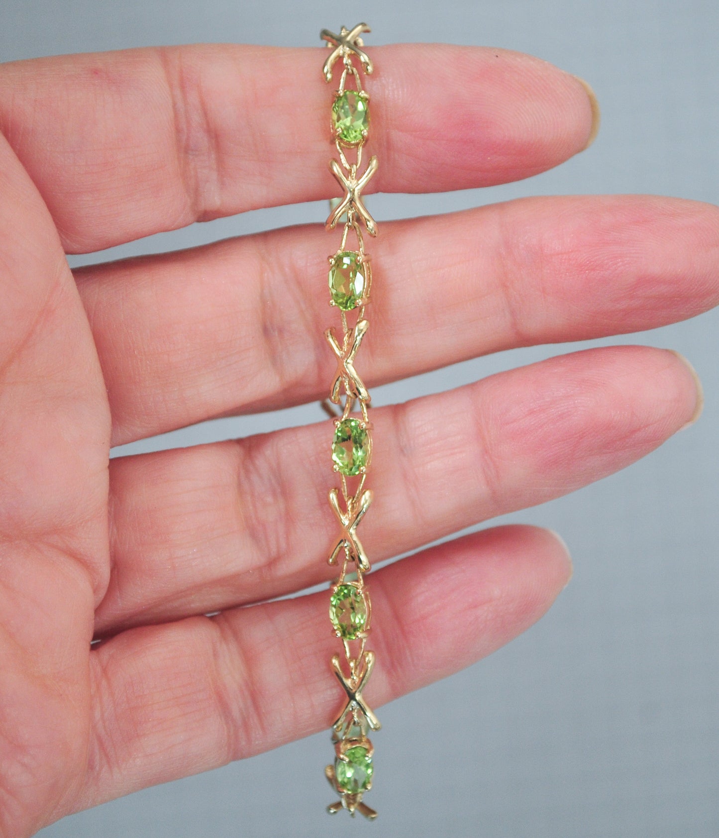 14K Gold Peridot Tennis Bracelet