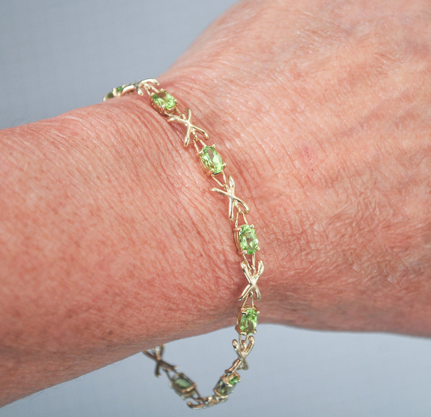 14K Gold Peridot Tennis Bracelet