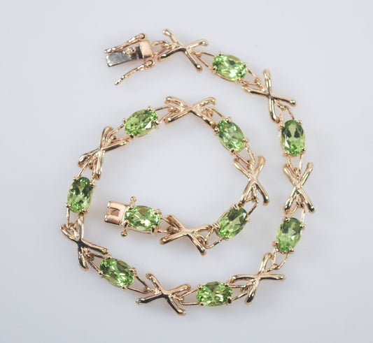 14K Gold Peridot Tennis Bracelet