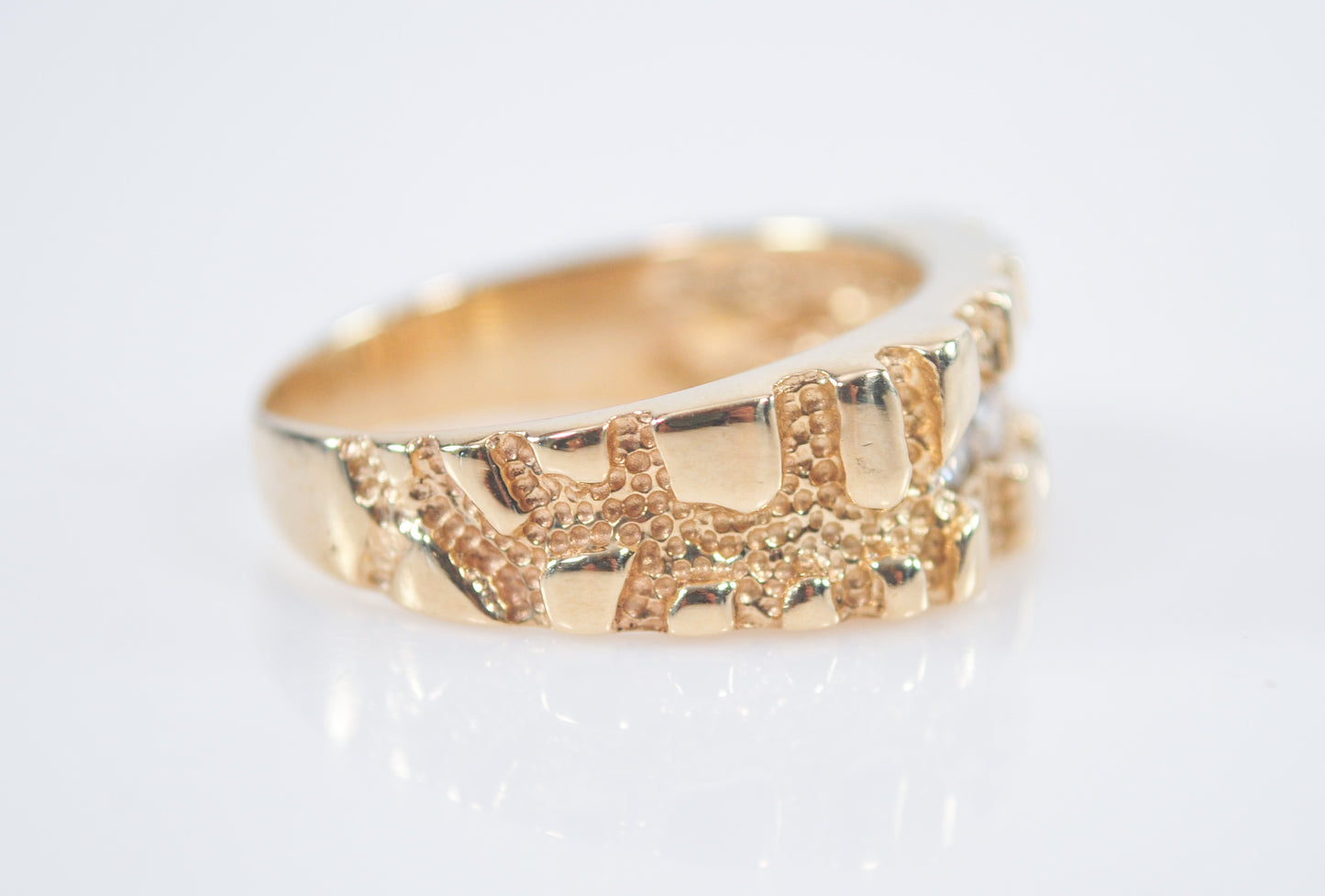 14K Gold Diamond Nugget Ring