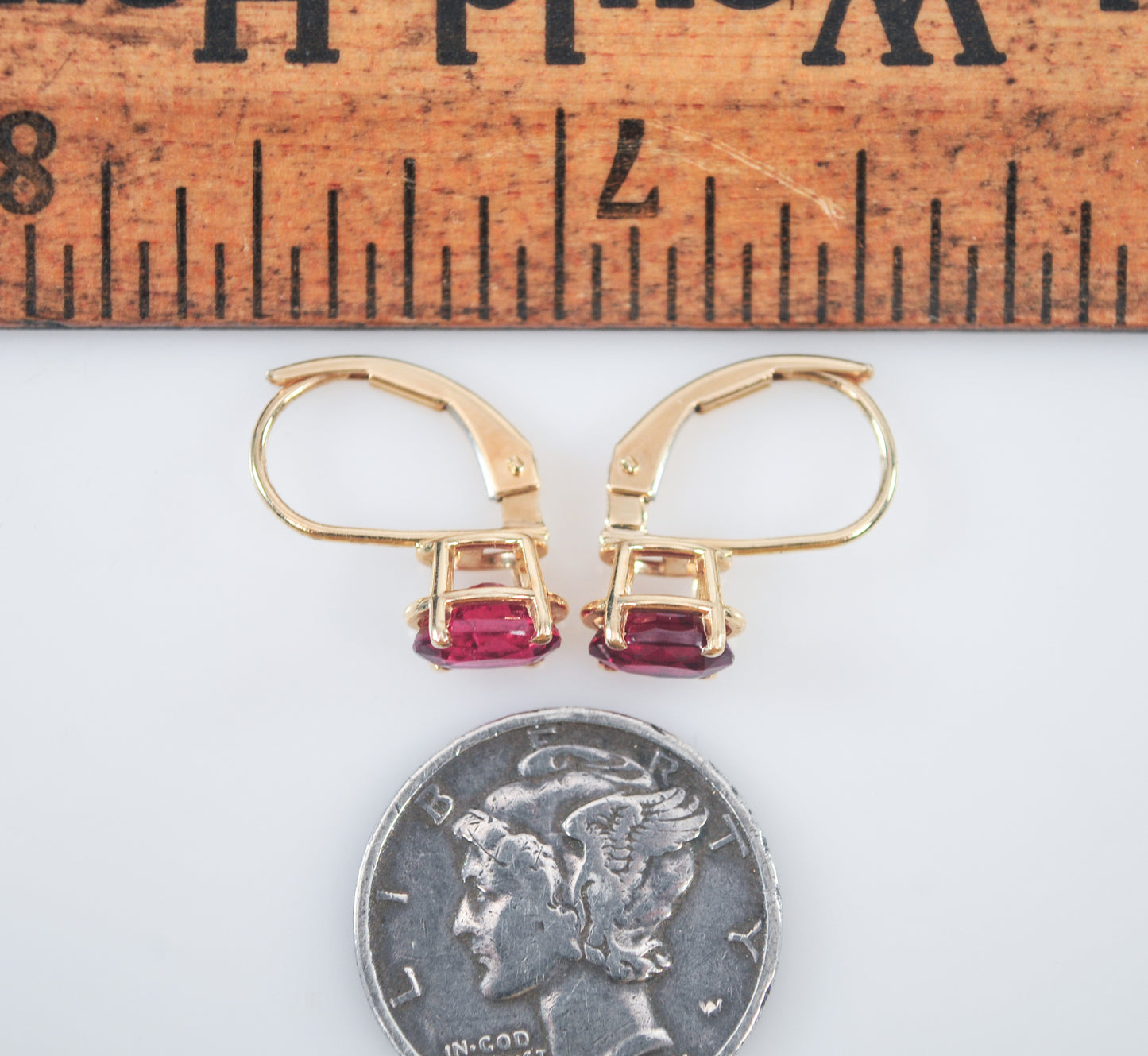 Vintage 14K Gold Ruby Earrings