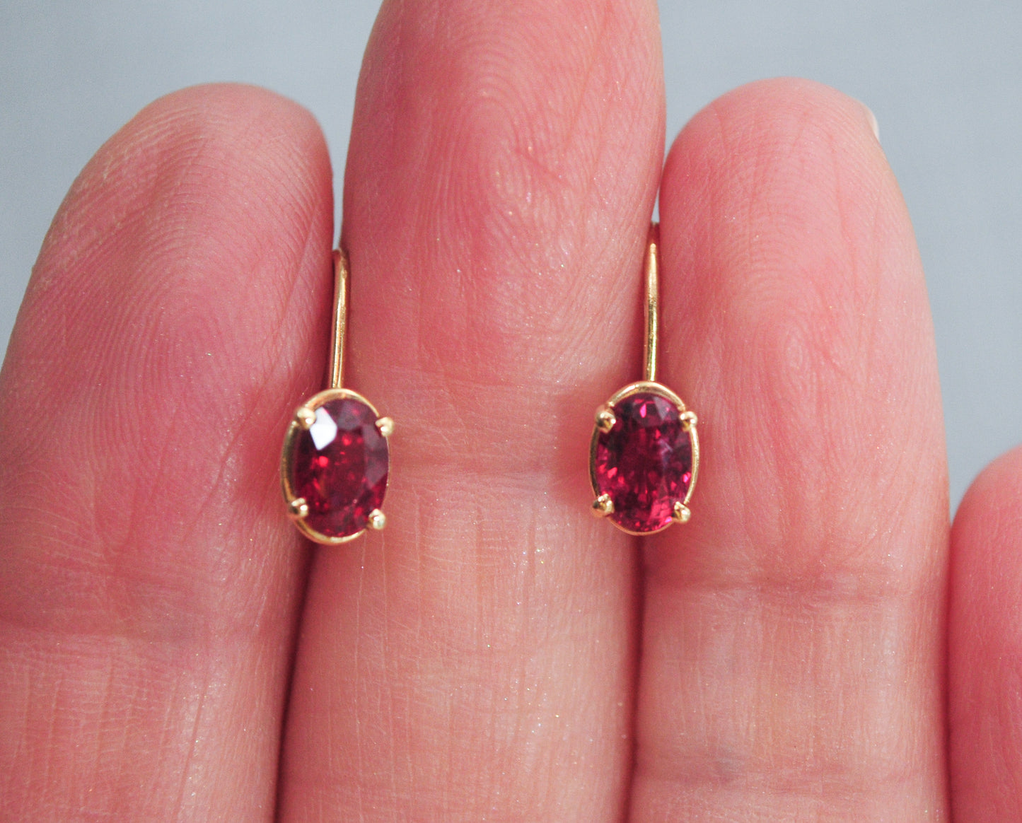 Vintage 14K Gold Ruby Earrings