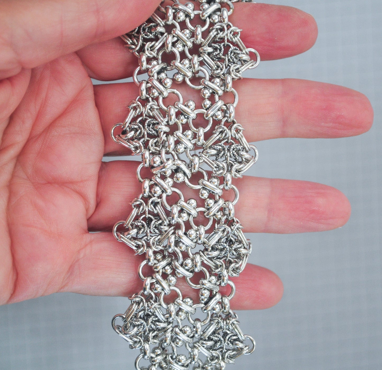 925 India Wide Sterling Silver Mesh Bracelet