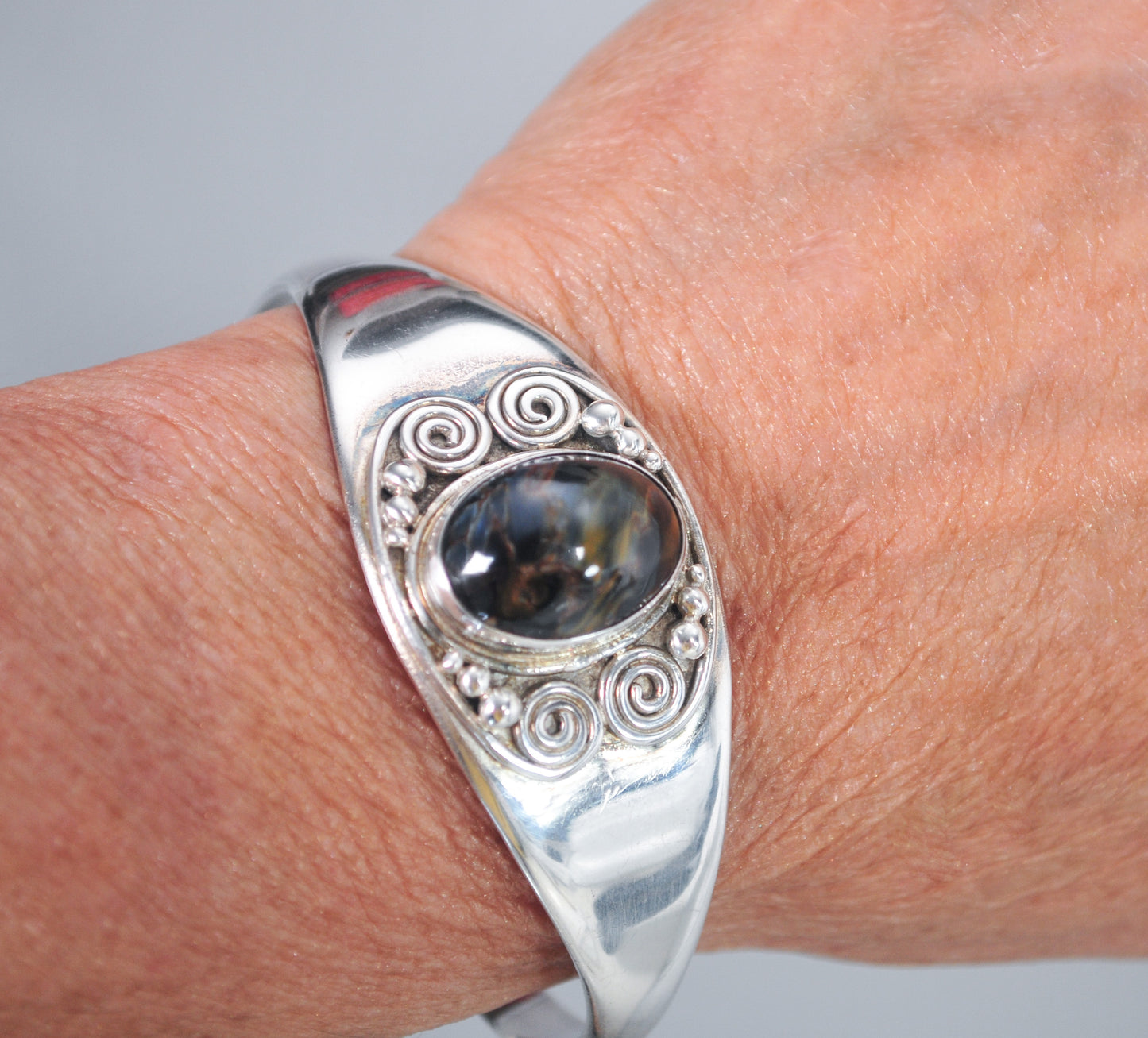 Sajen Sterling Silver Pietersite Cuff Bracelet