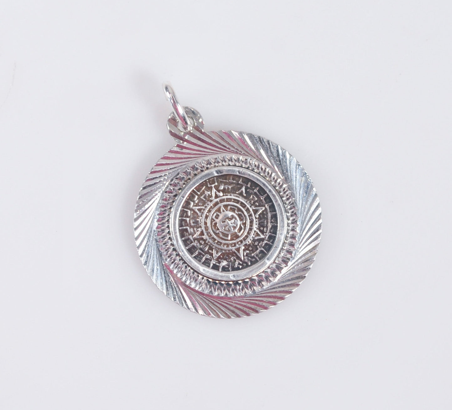 Small Taxco Sterling Silver Mayan Calendar Pendant