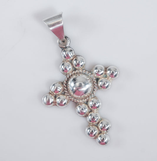 Large Sterling Silver Southwestern Cross Pendant