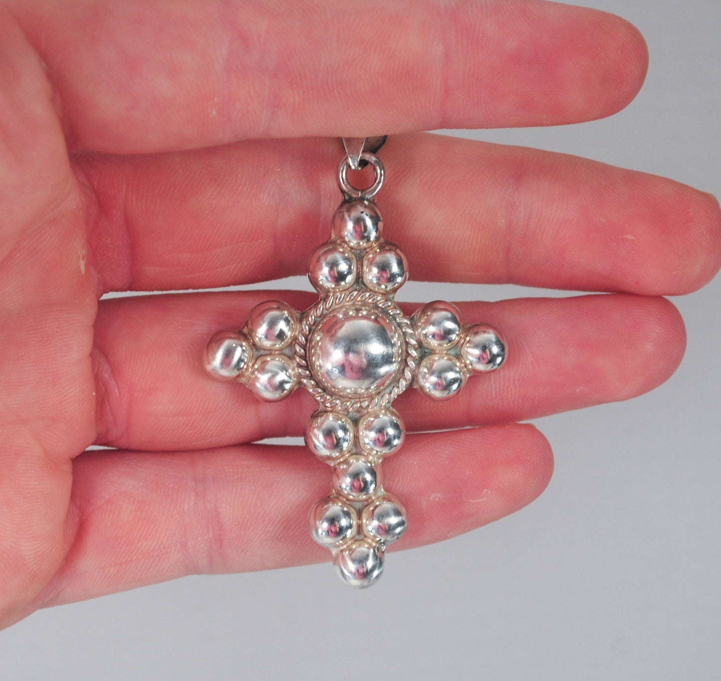 Large Sterling Silver Southwestern Cross Pendant